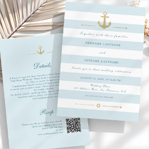 Convite Casamento All-In-One da QR Náutica de Verão Aqua