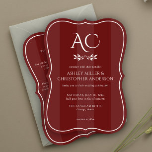 Convite Casamento All-in-One de Rosewood Vermelha com Bris