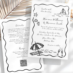 Convite Casamento All-In-One de RSVP de Reprodução de Mão