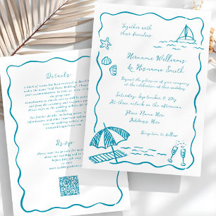 Convite Casamento All-In-One de RSVP de Reprodução de Mão