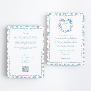 Convite Casamento All-In-One do Bespoke Blue Crest QR RSVP