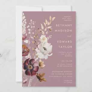 Convite Casamento All-In-One Floral de outono Elegante