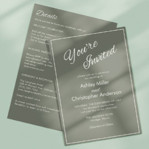 Convite Casamento All-in-One Verde Sage com Script Minimal