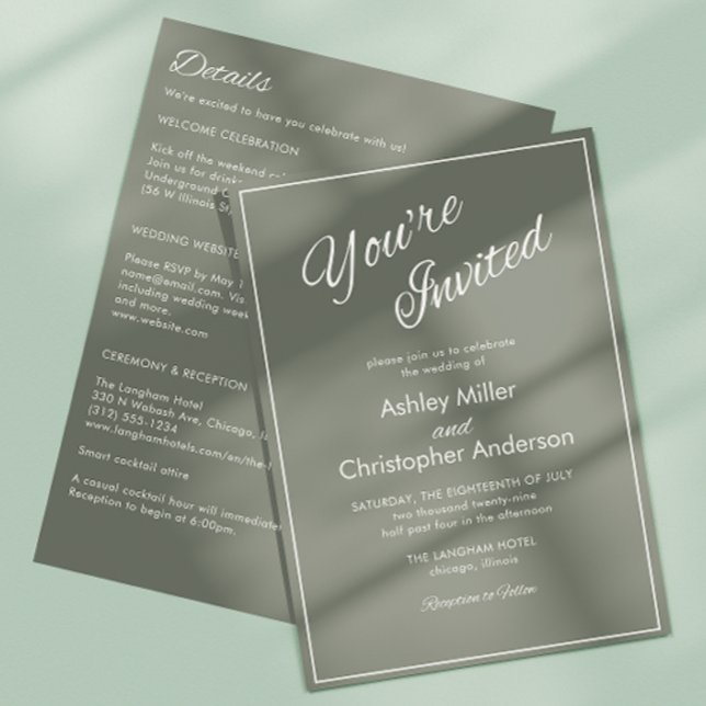 Convite Casamento All-in-One Verde Sage com Script Minimal (Criador carregado)