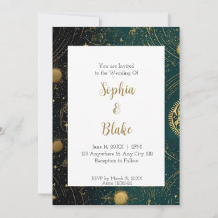 Convite Casamento Alternativo Celestial de Sol e Planetas