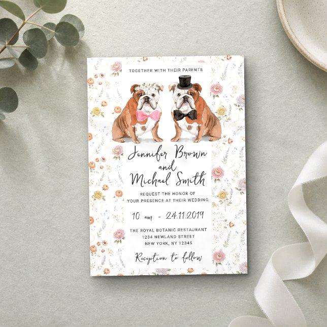 Convite Casamento Amante de Cães Bulldog Inglês (Criador carregado)