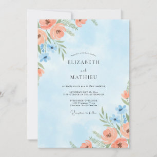 Convite Casamento Amapola Azul Coral