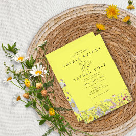 Convite Casamento Amarelo-Amarelo-Limão de primavera Summe