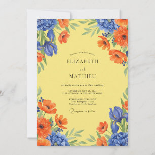 Convite Casamento Amarelo Azul Poppy