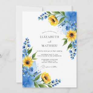 Convite Casamento Amarelo Azure Exuberante de Verão