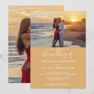 Convite Casamento Amarelo Boho Boho do Script Elegante