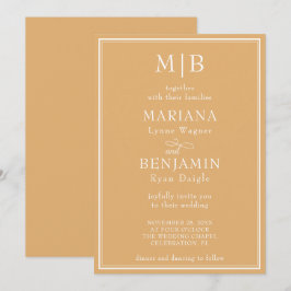 Convite Casamento Amarelo Boho Minimalista Moderno