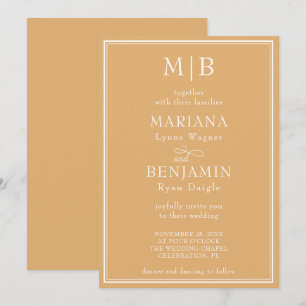 Convite Casamento Amarelo Boho Minimalista Moderno
