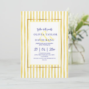 Convite Casamento Amarelo com Listras Finas Inspirado na I