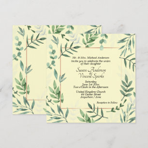 Convite Casamento Amarelo da Flora e Fauna Elegante