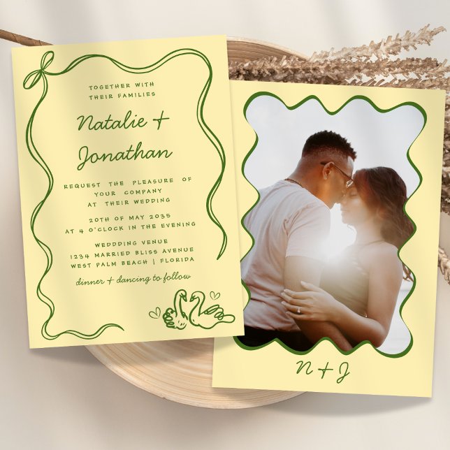 Convite Casamento Amarelo de Foto de Portão Whimsical (Criador carregado)