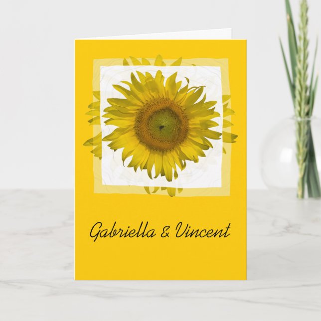 Convite Casamento Amarelo de Girassol (Frente)