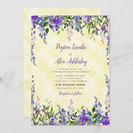 Convite Casamento Amarelo de Lavanda de Aquarela