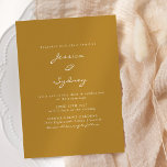 Convite Casamento Amarelo de Ochre Moderno Minimalista<br><div class="desc">Convite De Casamento De Mostarda Amarela Minúscula De Ochre Moderna Minimalista</div>
