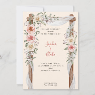 Convite Casamento Amarelo do Arco Floral Russo Country