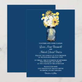 Convite Casamento Amarelo dos Girassóis do Mason Jar Daisi