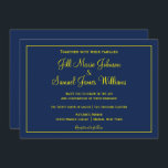 Convite Casamento Amarelo e Azul<br><div class="desc">Este adorável convite de casamento azul e amarelo apresenta um adorável fundo azul com sua informação escrita em amarelo. Um esquema de cores adorável,  compre seus convites de casamento hoje!</div>