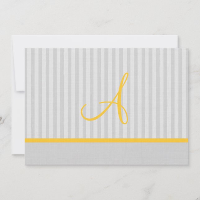 Convite Casamento amarelo e cinzento da listra (Frente)