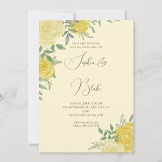 Convite Casamento Amarelo Elegante das Rosas Amarelas Mode
