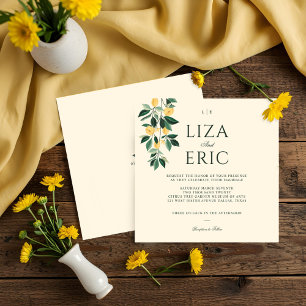 Convite Casamento Amarelo Elegante de Árvore Floral de Fl