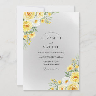Convite Casamento Amarelo Elegante de Primavera