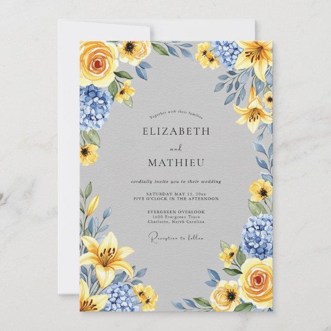 Convite Casamento Amarelo Exultante de Primavera (Frente)