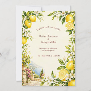 Convite Casamento Amarelo Flor de Limão Costeiro Mediterrâ