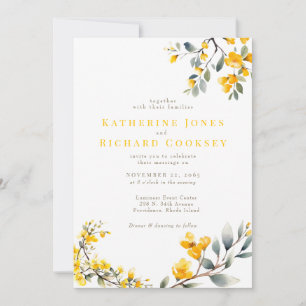 Convite Casamento Amarelo Floral Sem Pais Moderno