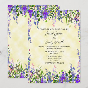 Convite Casamento Amarelo Lavanda Aguarela Pastel Moderna