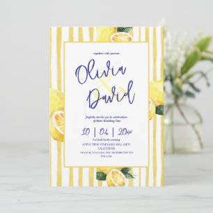 Convite Casamento Amarelo Listra de Pino Cítrico Limão Itá