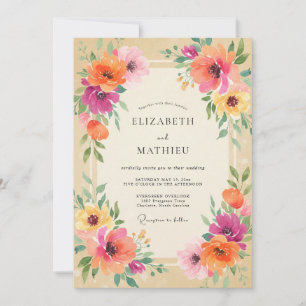 Convite Casamento Amarelo Magenta Papoula