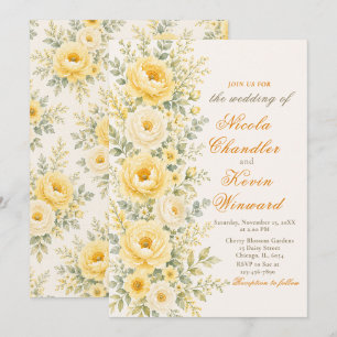 Convite Casamento Amarelo Manteiga e Salvia