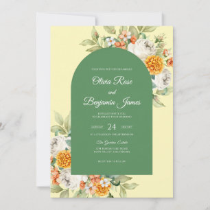 Convite Casamento Amarelo Manteiga Marigold Eucalipto