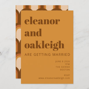 Convite Casamento Amarelo-Marrom Design Bold Brown - Groov
