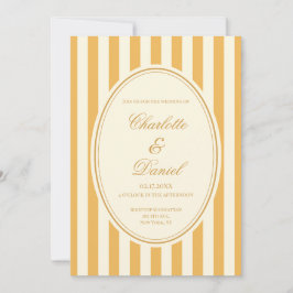 Convite Casamento Amarelo Mostarda Personalizado Listrado