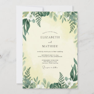 Convite Casamento Amarelo Oliva Feto