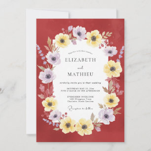 Convite Casamento Amarelo Papoula Carmesim
