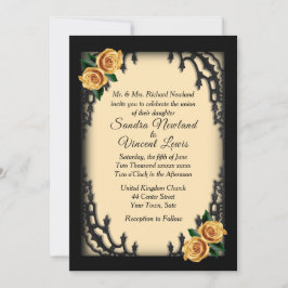 Convite Casamento Amarelo Rosa Amarela Gothic Bairro Franc