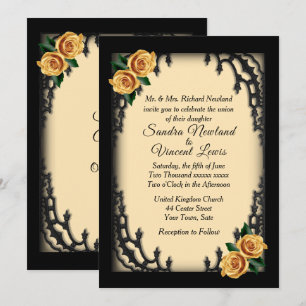 Convite Casamento Amarelo Rosa Amarela Gothic Bairro Franc