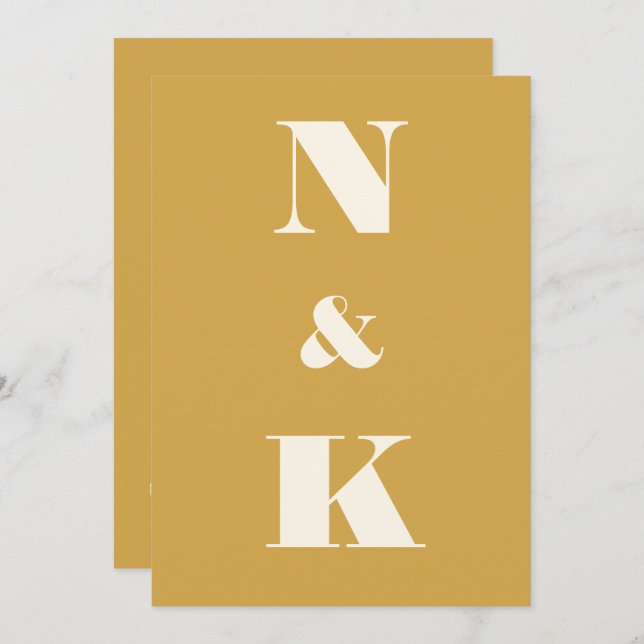 Convite Casamento Amarelo Saffron Moderno Minimalista (Frente/Verso)