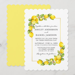 Convite Casamento Amarelo Verde com Lemons de Água