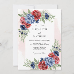 Convite Casamento Americano Azul-Marinho Espirituoso