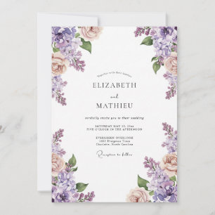 Convite Casamento Amethyst Peach Wisteria