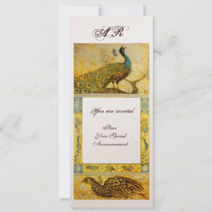 Convite CASAMENTO AMOR PAVÕES MONOGRAMA ,marrom dourado am