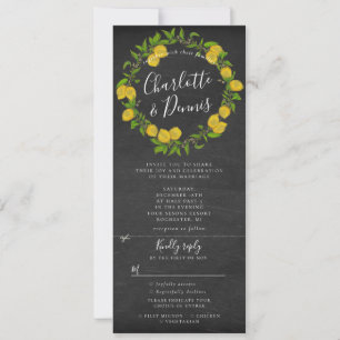 Convite Casamento anexado com o Chalkboard lemon wreath rs